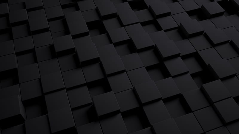 3D Black Cube, black, 3d, abstract, cube, simple-background, HD wallpaper