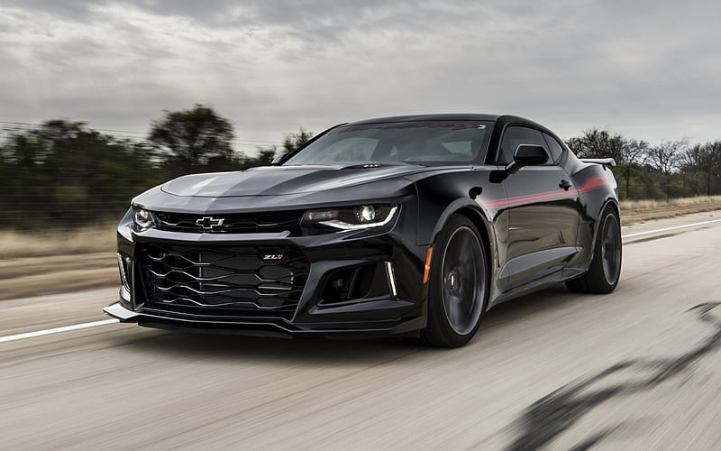Chevrolet Camaro ZL1, Hennessey, 2018, HPE1000, black sports car, front view, tuning Camaro, american sports cars, Chevrolet, HD wallpaper