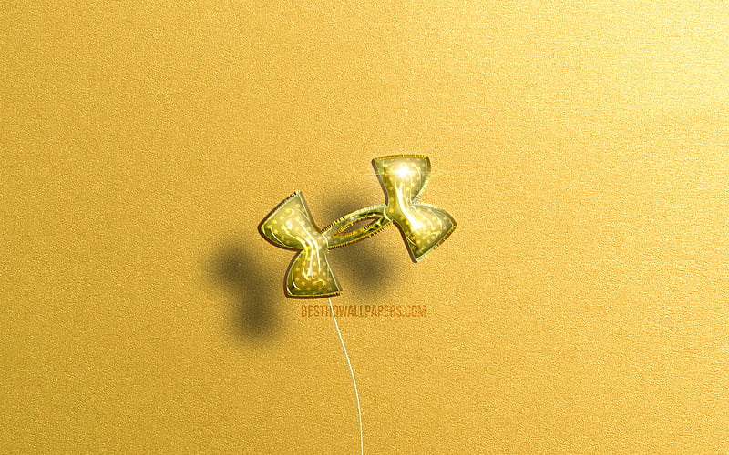 Under Armour 3D logo, yellow realistic balloons sports brands, Under Armour logo, yellow stone backgrounds, Under Armour, HD wallpaper