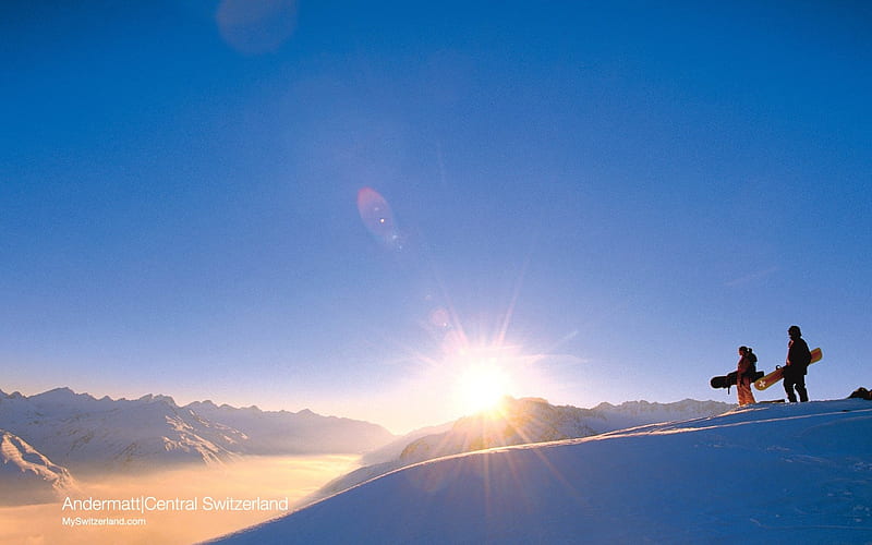Snowboarder on the Naetschen Andermatt Ski Area Switzerland Ski, HD wallpaper