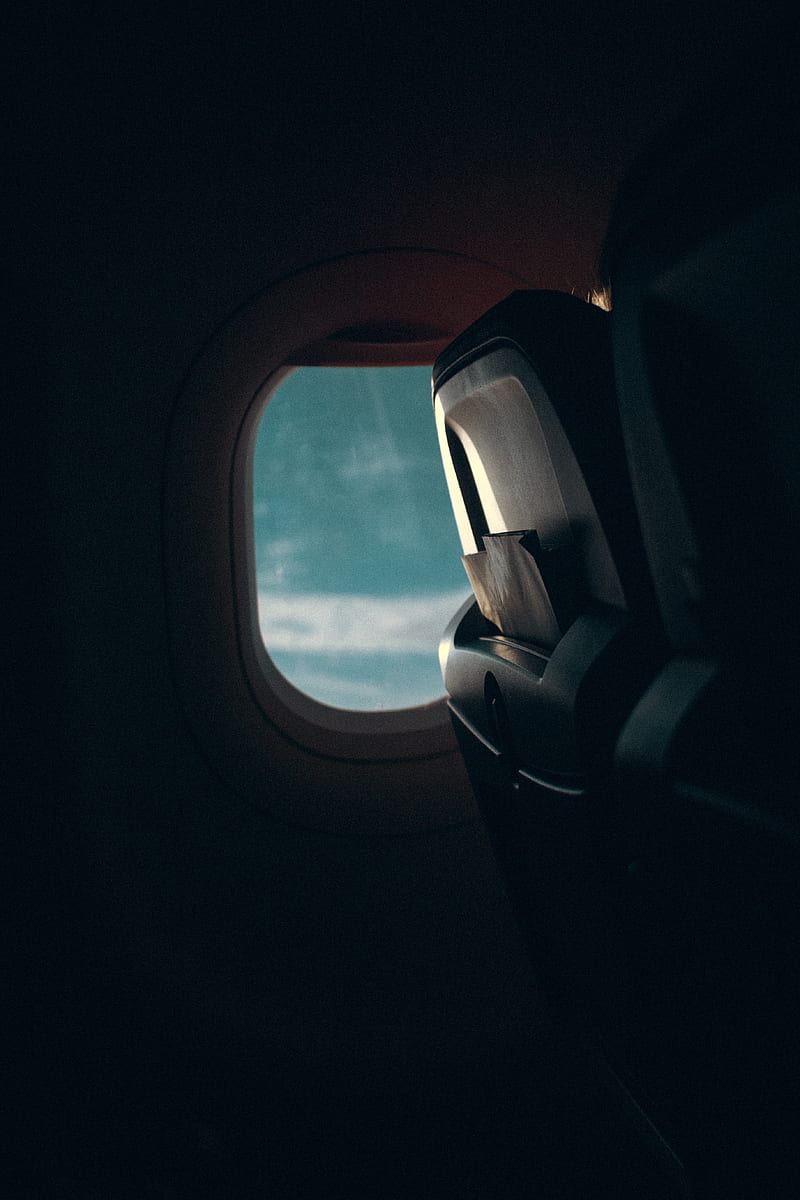 airplane, window, porthole, dark, HD phone wallpaper