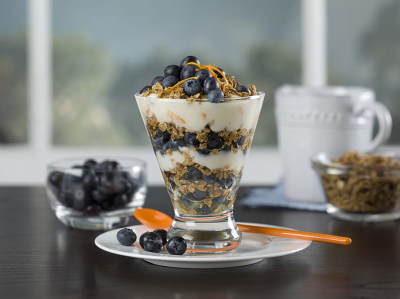 Delicious blueberry yoghurt , yogurt, food, blueberry, dessert, HD wallpaper