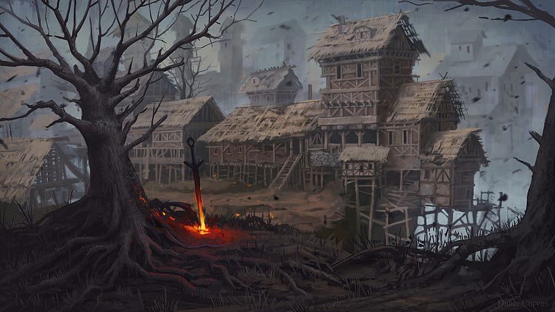 Dark Souls Fire Sword Near a Dry Tree And Wind Blow Games, HD wallpaper