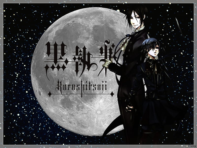 Dance Under the Moon, moon, kuroshitsuji, demon, anime, dark, sebastian, dance, butler, HD wallpaper