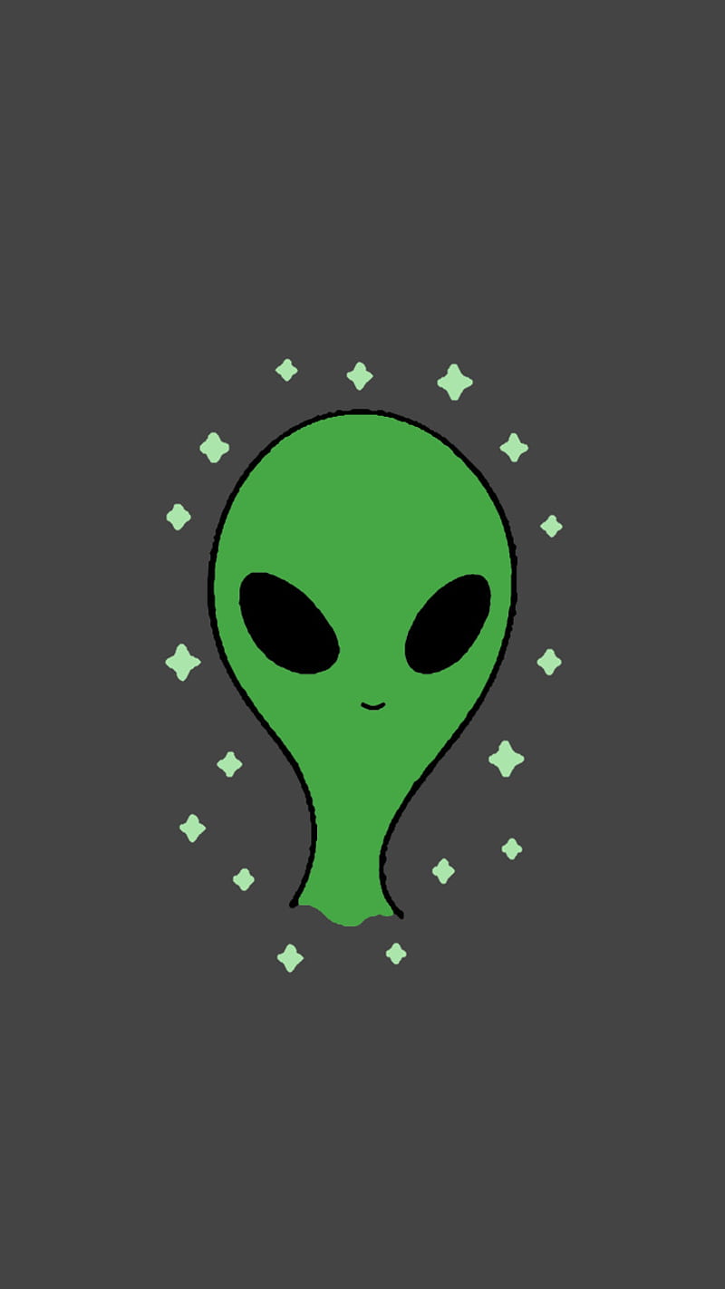 Concet, desenho, et, extraterrestre, papel de parede verde, HD wallpaper