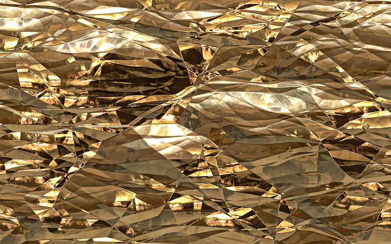 gold foil texture, gold crumpled foil, golden background, creative golden background, golden texture, foil texture, HD wallpaper