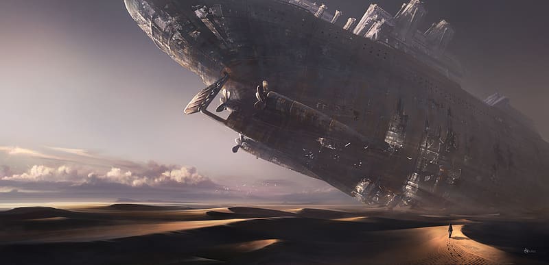 Landscape, Fantasy, Desert, Ship, Shipwreck, HD wallpaper