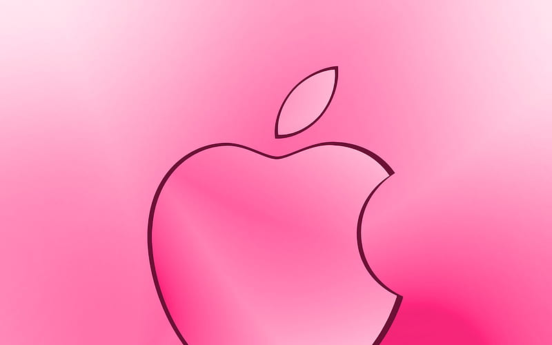 Apple pink logo, creative, pink blurred background, minimal, Apple logo, artwork, Apple, HD wallpaper