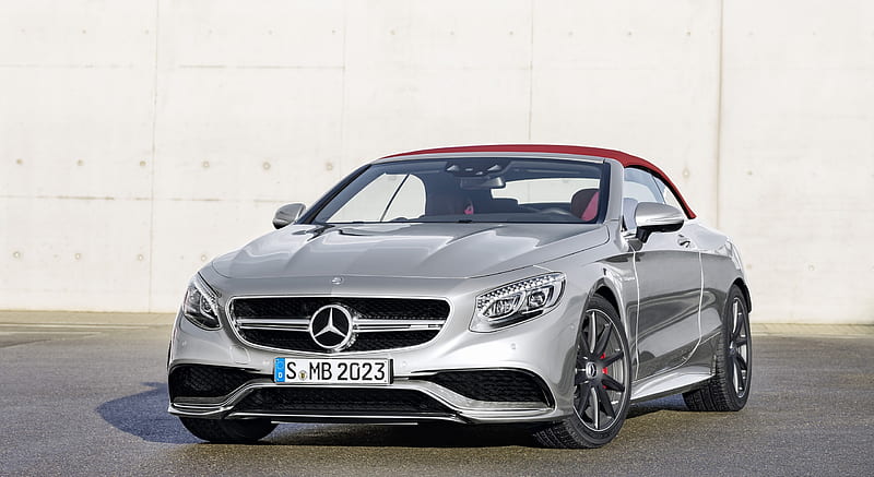 2017 Mercedes-AMG S63 Cabriolet Edition 130 (Color: Alubeam Silver; Fabric Soft Top: Red) - Front , car, HD wallpaper