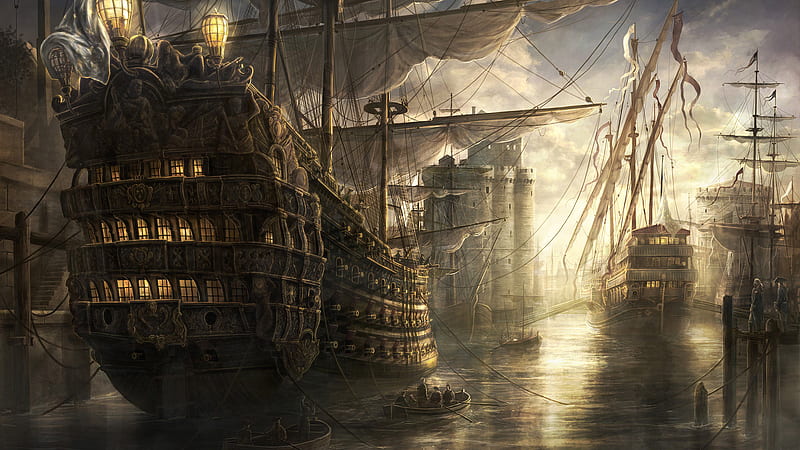 Ship, pirates galeon, empire-total war, game, fleet, HD wallpaper