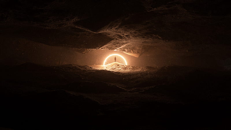 Silhouette Cave , silhouette, cave, artist, artwork, digital-art, HD wallpaper