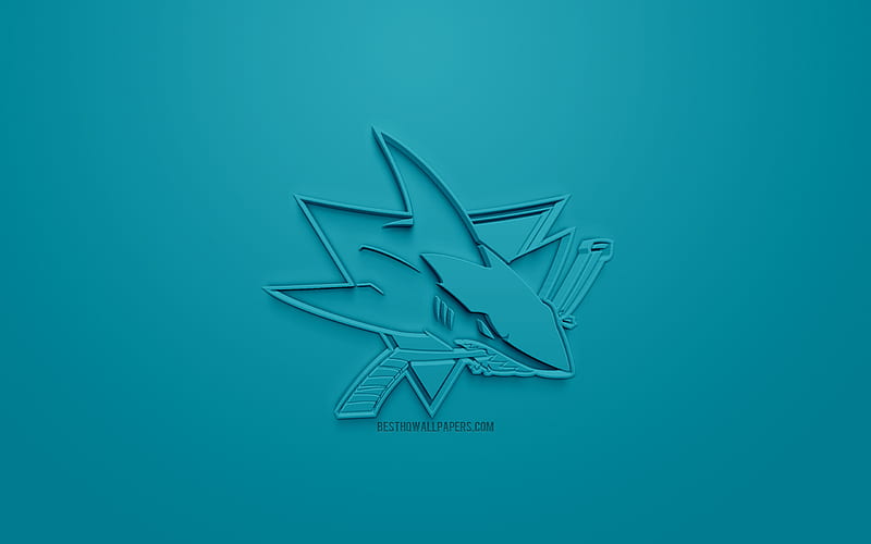 San Jose Sharks, American hockey club, creative 3D logo, blue background, 3d emblem, NHL, San Jose, California, USA, National Hockey League, 3d art, hockey, 3d logo, HD wallpaper