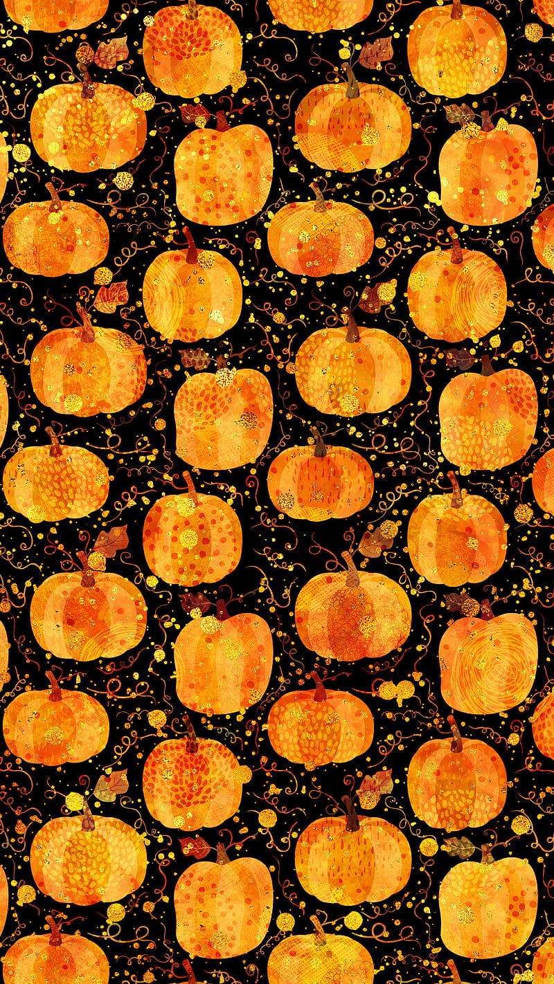 Pumpkin and Gold Dots, Halloween, October, Pravokrug, September ...