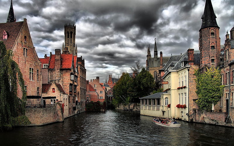Bruges Belgium-City Landscape, HD wallpaper