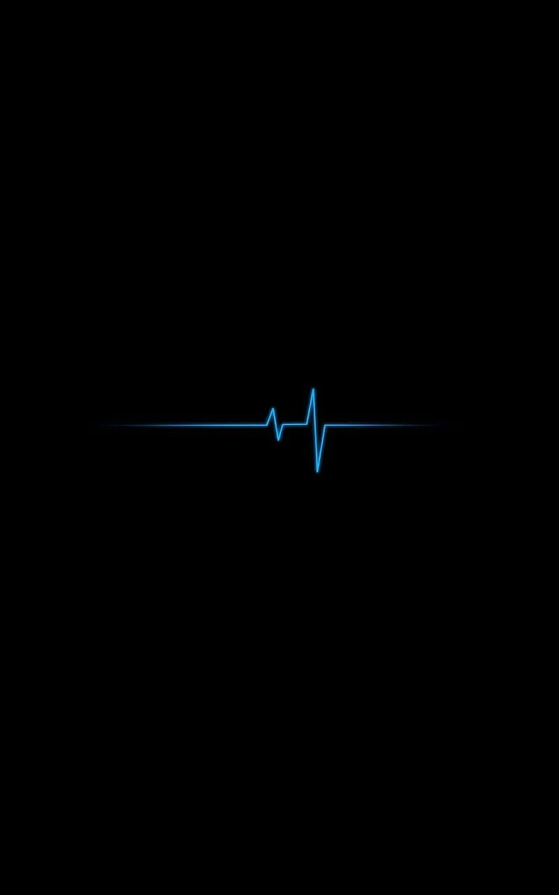 Heartbeat, beat, black, blue, light, neon, pulse, HD phone wallpaper