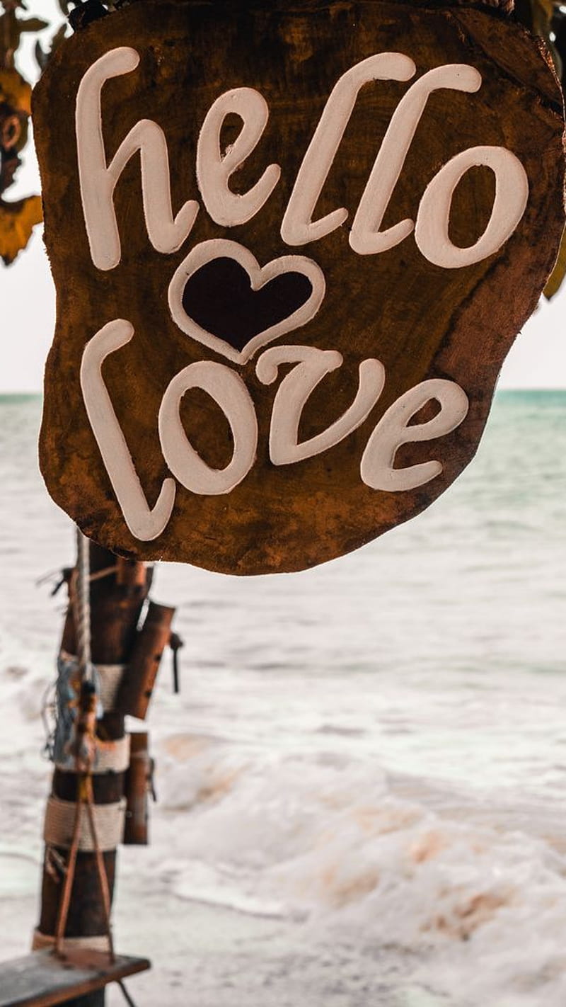 love quote signboard , ocean, waves, HD phone wallpaper