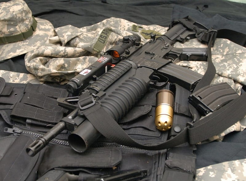 M4A1 with Grenade Launcher, rifle, firearm, weapon, grenade, HD wallpaper