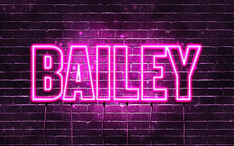 Bailey with names, female names, Bailey name, purple neon lights, horizontal text, with Bailey name, HD wallpaper