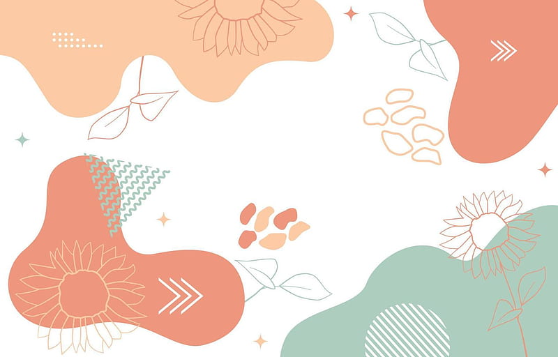 Cute Nature Floral Flower Leaf Minimalist Girly Background 6575410 Vector Art at Vecteezy, HD wallpaper