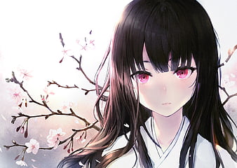 Cool Charming Anime Girl Black Hair Stock Illustration 2338627123