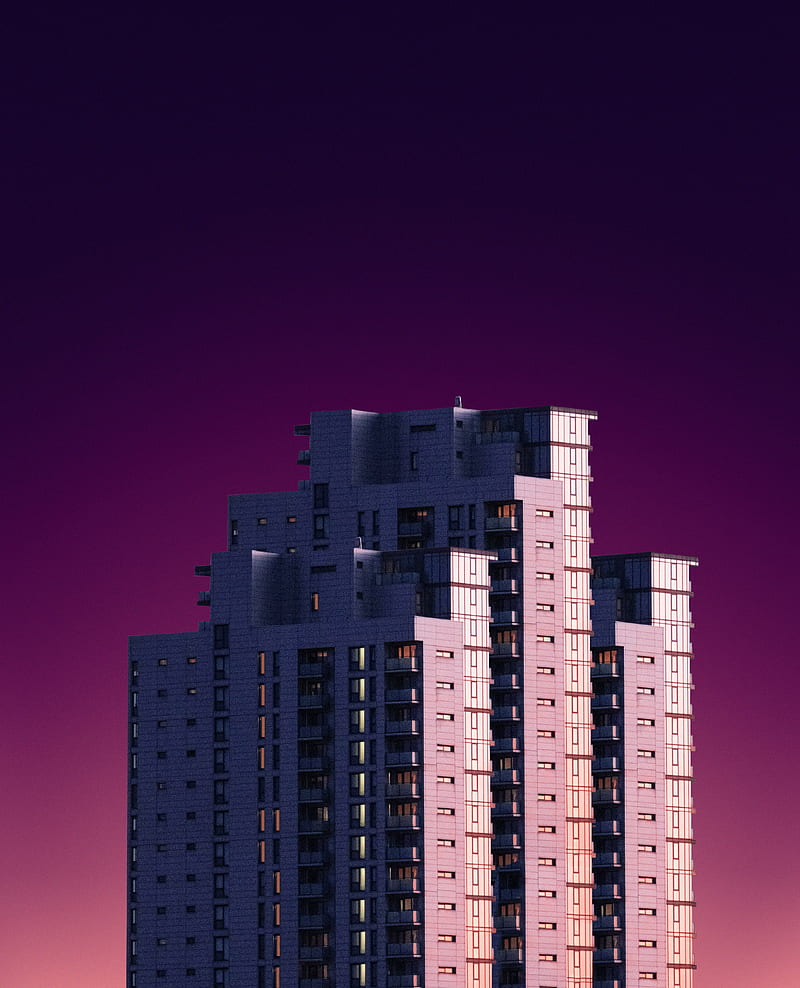building, facade, minimalism, pink, HD phone wallpaper