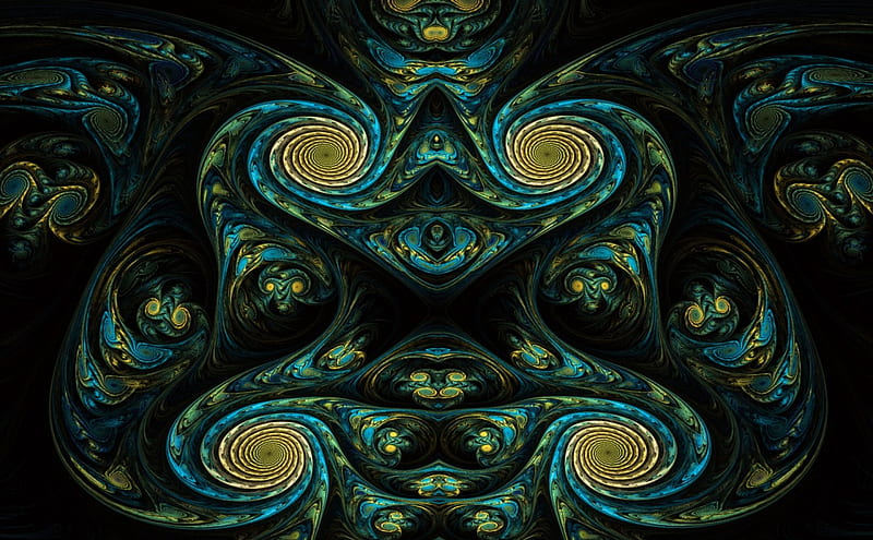 Funny Swirls, green, fractal swirls, funny, abstract, HD wallpaper