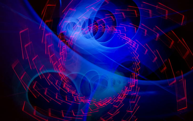 neon light, Abstract Blue Swirl, dark background, Vortex, HD wallpaper