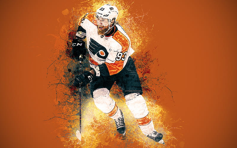 Jakub Voracek, Philadelphia Flyers art, Czech hockey player, creative paint art, grunge style, NHL, hockey, USA, National Hockey League, HD wallpaper