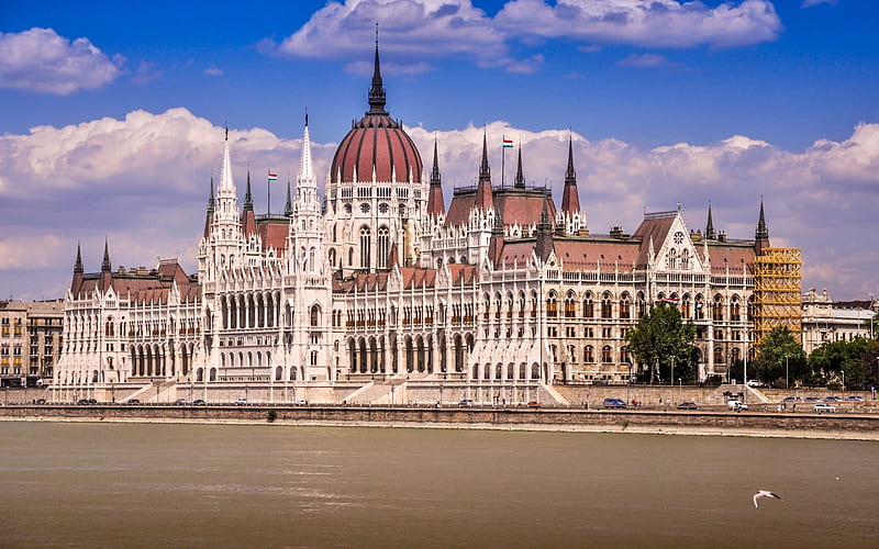River Danube, summer, Parliament, Budapest, Hungary, HD wallpaper