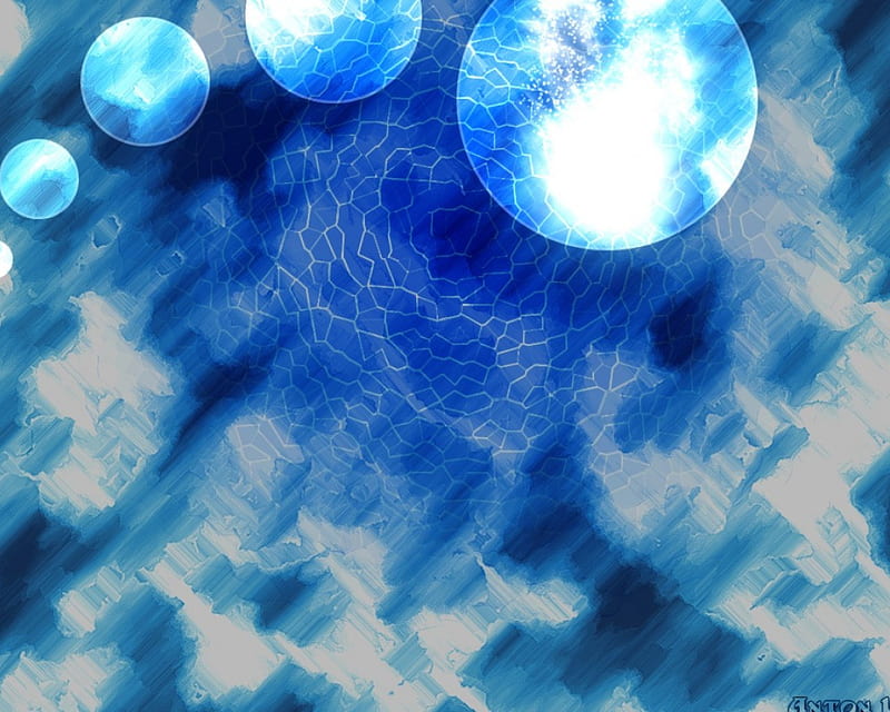 Crackled Blue, 3d, abstract, blue, HD wallpaper