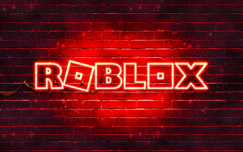 Roblox red logo red brickwall, Roblox logo, online games, Roblox neon logo, Roblox, HD wallpaper