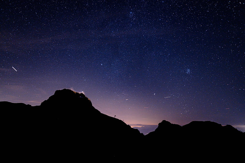 Mountains, night, dark, starry sky, stars, HD wallpaper | Peakpx