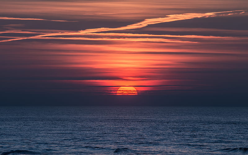 Body Of Water Doing Sunset , sunset, nature, ocean, HD wallpaper