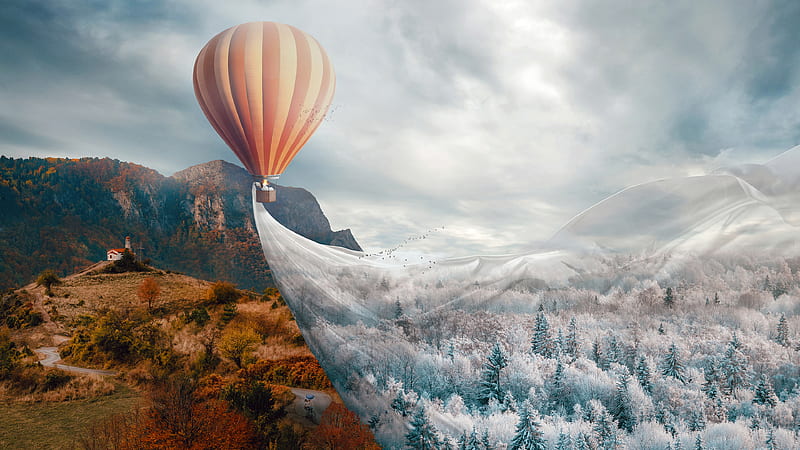 Fantasy, Landscape, Hot Air Balloon, Manipulation, HD wallpaper | Peakpx