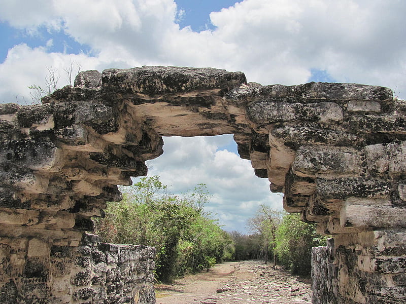 Myan Ruin, mexico, road, bridge, tulum, HD wallpaper
