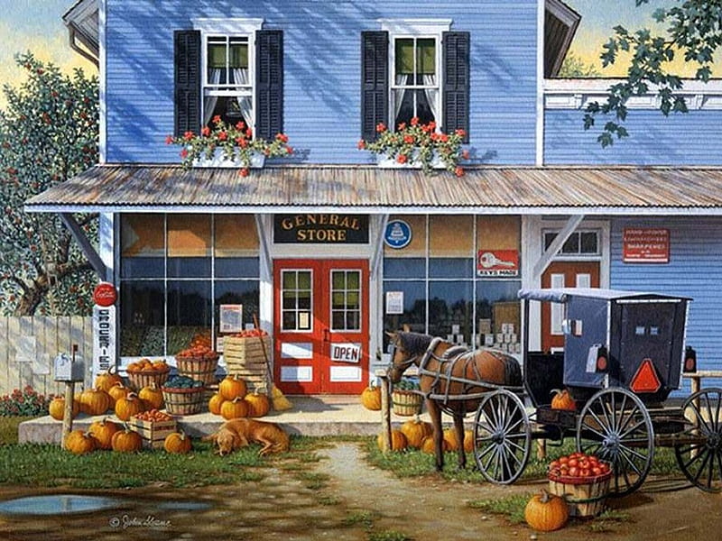 John Sloane, Market Day, art, autumn, john sloane, painting, p0umpkin, HD wallpaper