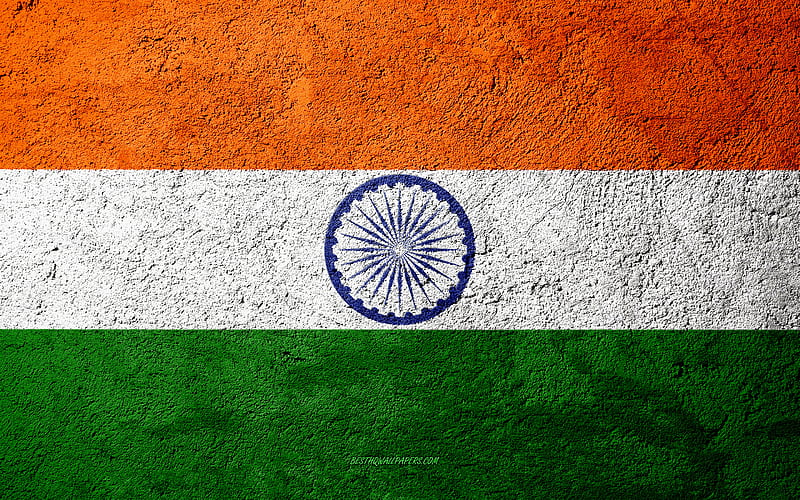 Flag of India, concrete texture, stone background, India flag, Asia, India, flags on stone, Indian flag, HD wallpaper