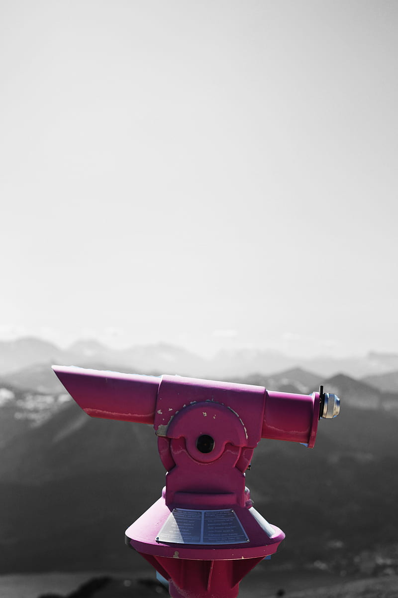 Pink binocular, binocular, mountain, nature, pink, HD phone wallpaper
