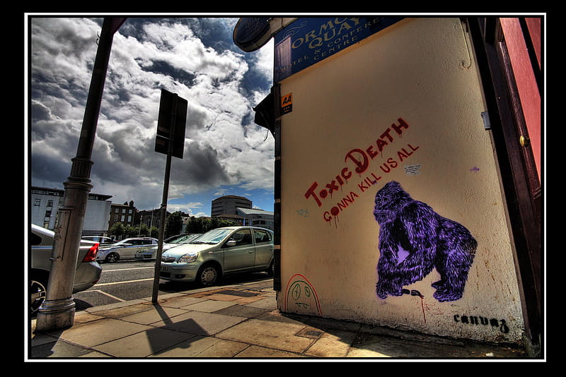 Toxic Death, death, graphy, toxic, purple, kill, gorilla, graffiti, HD wallpaper