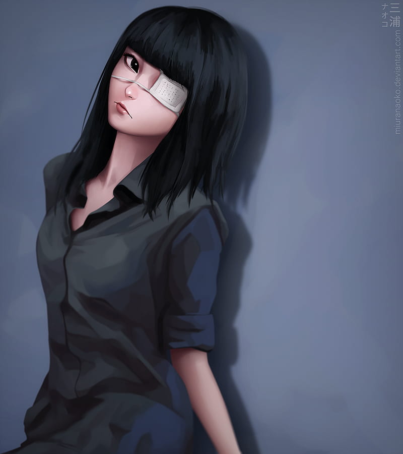 anime girl with bangs black hair