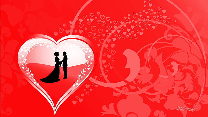 Valentine Vows, lovers, valentines day, flowers, vines, marriage, corazones, abstract, HD wallpaper