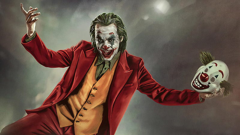 Joker Joaquin Phoenix Having A Mask On Left Hand Joker, HD wallpaper