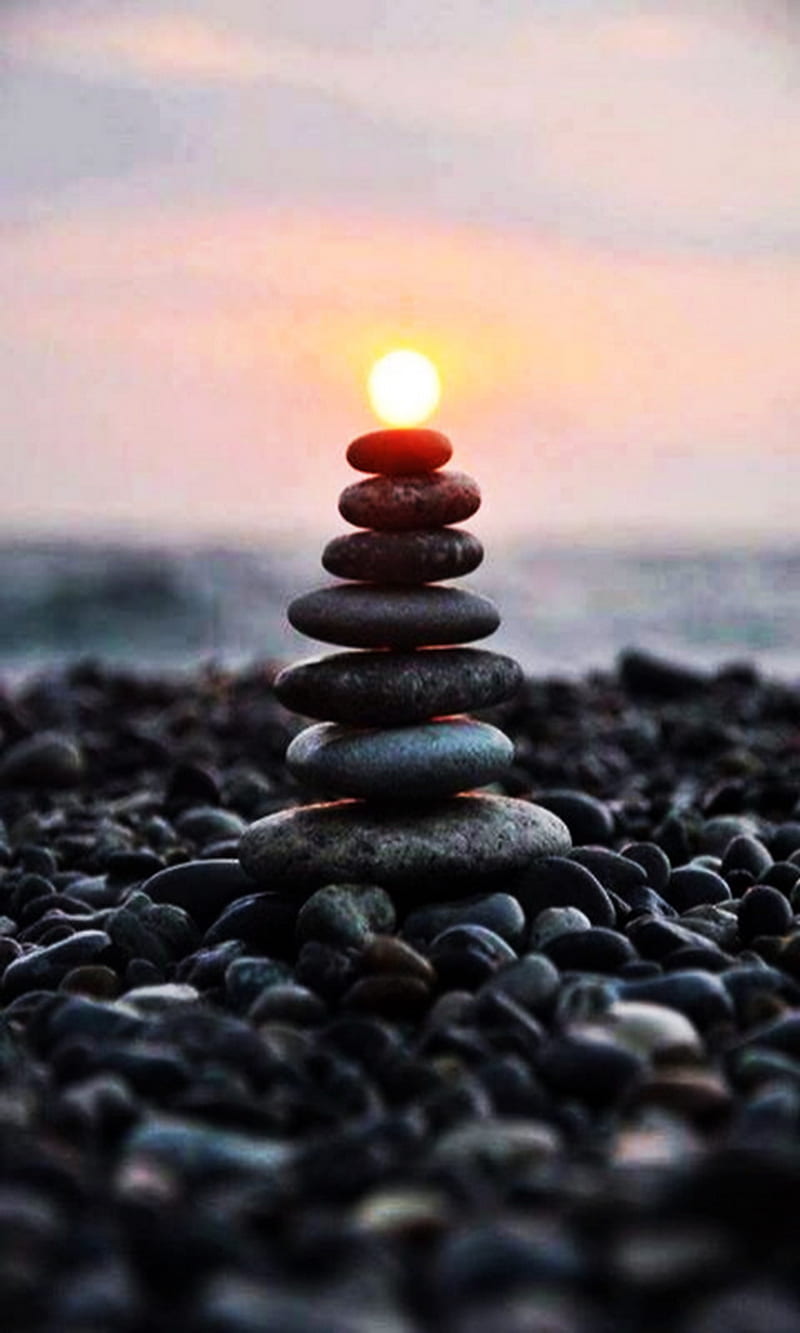 Zen stone, beach, sea, sun, HD phone wallpaper | Peakpx