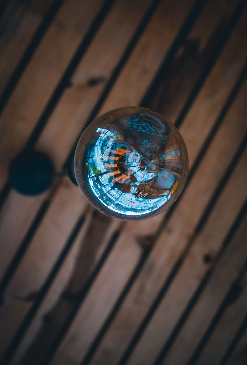 clear glass ball on brown wooden surface, HD phone wallpaper
