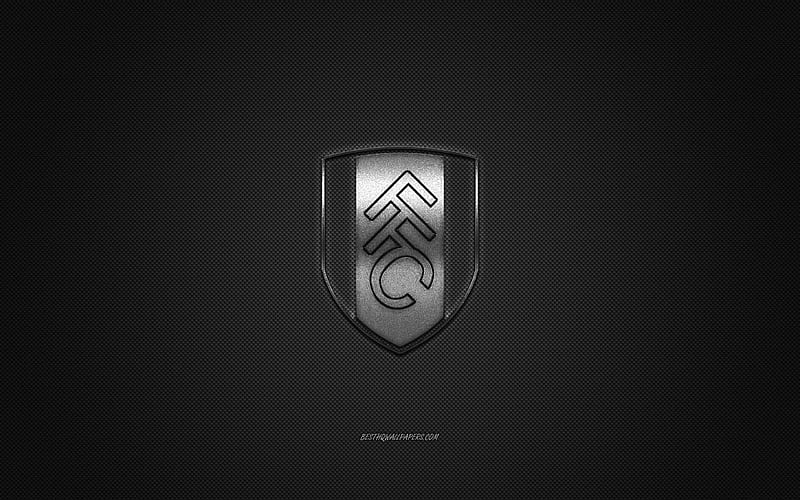 Fulham FC, English football club, EFL Championship, silver logo, gray carbon fiber background, football, London, England, Fulham FC logo, HD wallpaper