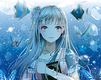 Cute Girl water girl blue anime HD wallpaper  Peakpx