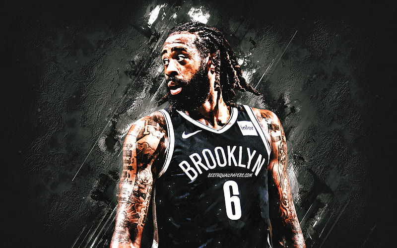 DeAndre Jordan, Brooklyn Nets, NBA, american basketball player, black stone background, basketball, HD wallpaper