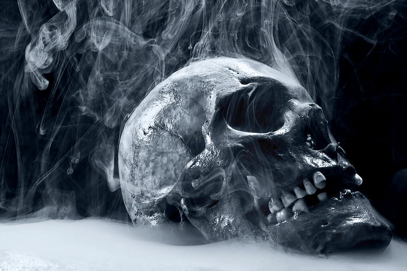 Departed, socket, bone, smoke, skull, jawbone, teeth, HD wallpaper