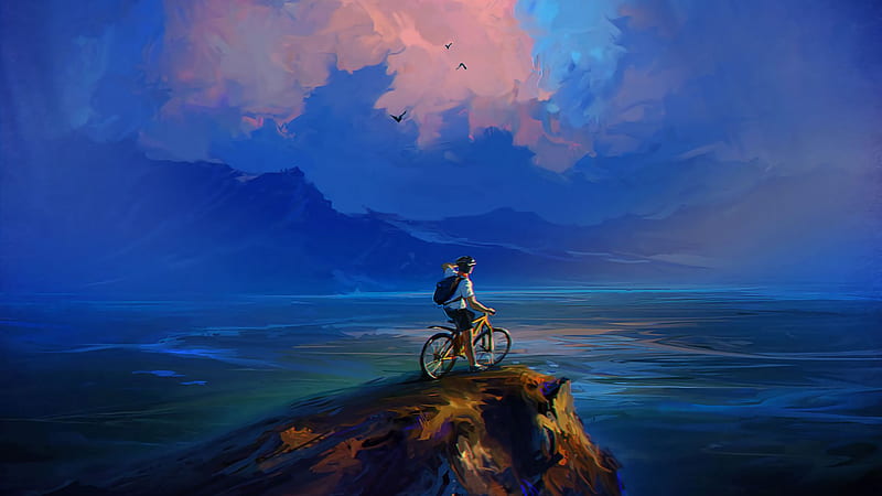 Bicycle Alone Ride Landscape, HD wallpaper