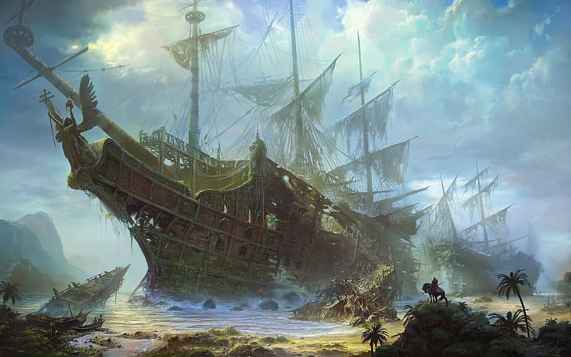 Fantasy, Ship, Pirate, Shipwreck, HD wallpaper | Peakpx